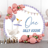 Lofaris Purple One Silly Goose Birthday Round Backdrop